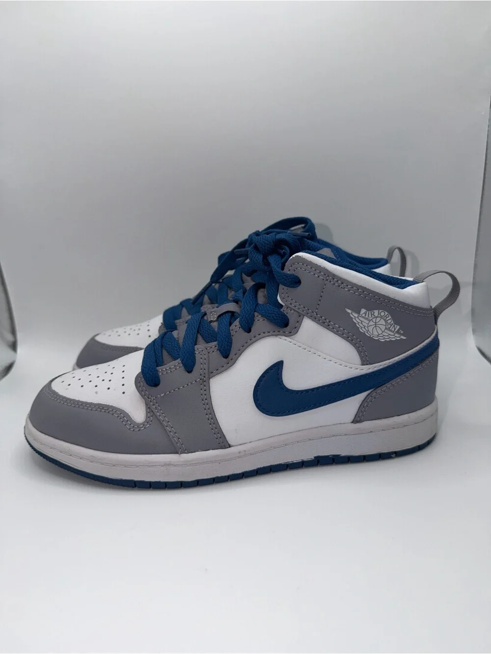 Nike Kids Mid-Top Sneakers - White, Gray & Blue